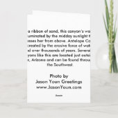 アンテロープ峡谷、アリゾナグリーティングカード カード (裏面)