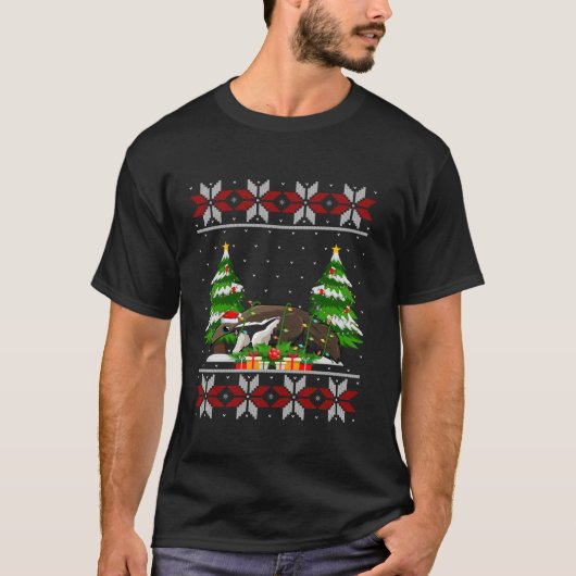 アンテータクリスマスツリーライト醜いセーターサンタ Tシャツ (正面)