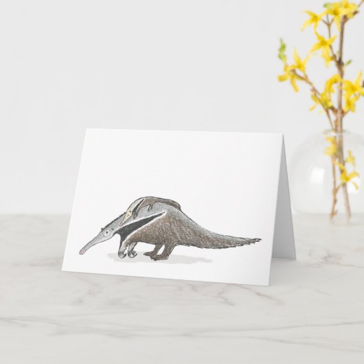 アンテーター母とベビー母の日カード カード (黄色い花)