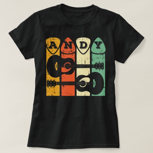 アンディーギターレトロピックアンディーギターミュージシャンレトロ Tシャツ (デザイン正面)