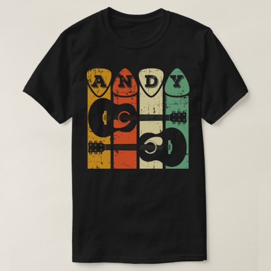 アンディーギターレトロピックアンディーギターミュージシャンレトロ Tシャツ (デザイン正面)