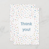 アンディ紙吹雪水色ドットサンキューカード サンキューカード (正面/裏面)
