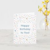 アンディ紙吹雪水色ドット誕生日カード カード (黄色い花)