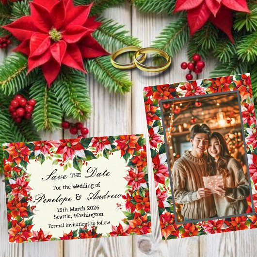 アンデスのポインセチア王冠は日付カードを保存 エンクロージャーカード