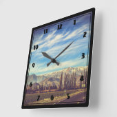 アンデスの風光明媚な山景色 スクエア壁時計 (傾斜)