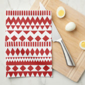 アンデスアステカな赤く白い種族の幾何学的なパターン キッチンタオル (四つ折り)