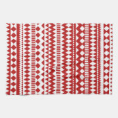 アンデスアステカな赤く白い種族の幾何学的なパターン キッチンタオル (横)