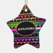 アンデスアステカトバル先住民幾何学的タイダイネオン セラミックオーナメント (左)