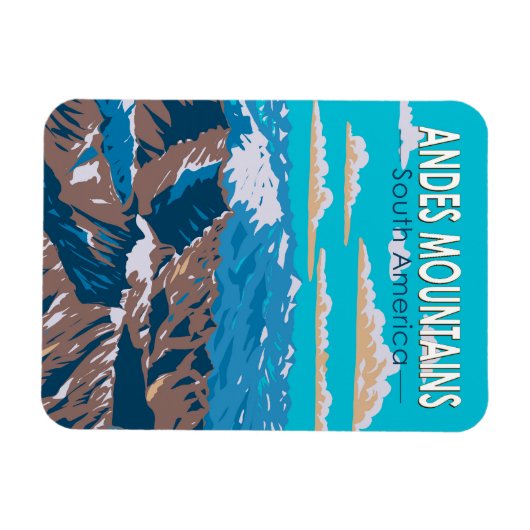 アンデスマウンテンズサウスアメリカトラベルアートヴィンテージ マグネット (横)