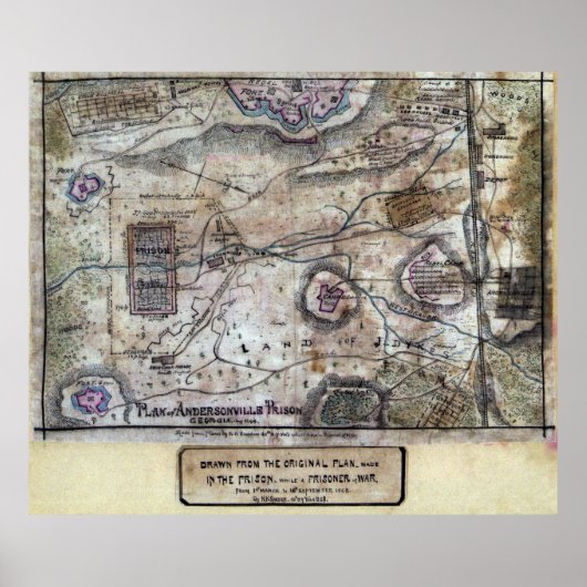 アンデルソンビル刑務所の地図 – CIVIL WAR 1864 ポスター (正面)
