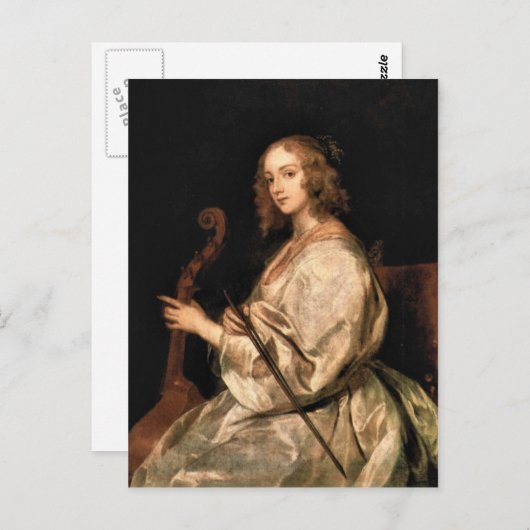 アントゥーン・ヴァン・ダイク – ポートレート・オブ・メアリー・ルスベンの妻 ポストカード (正面/裏面)