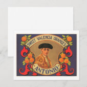 アントニオブランドスウィートバレンシアオレンジオレンジヴィンテージクレート ポストカード (正面/裏面)