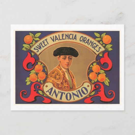 アントニオブランドスウィートバレンシアオレンジオレンジヴィンテージクレート ポストカード (正面)