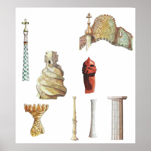 アントニオ・ガウディ。バルセロナ。スペイン.建築 ポスター (正面)