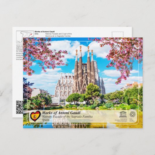 アントニガウディ – サグラダファミリア – 出生ファサード ポストカード (正面/裏面)