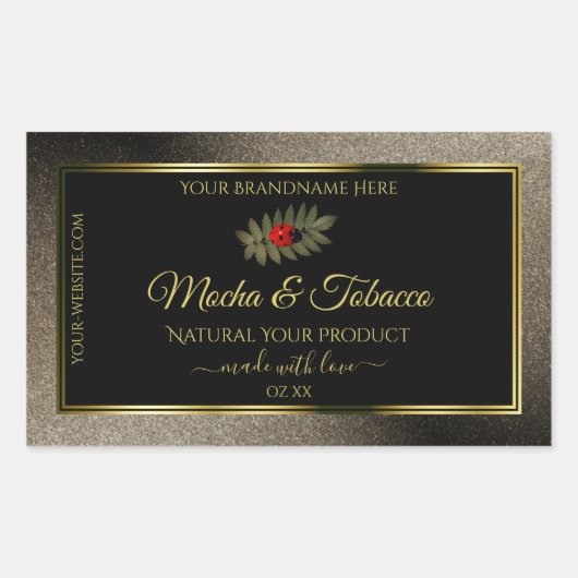 アントラサイトグリッターブラック製品ラベルLadybug 長方形シール (正面)