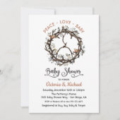 アントラーとウィグピースサインベビーシャワー招待状 招待状 (正面)