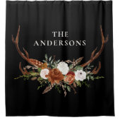 アントラーテラコッタセージ緑の植物性フローラシック シャワーカーテン (正面)