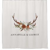 アントラーテラコッタセージ緑の植物性フローラショー シャワーカーテン (正面)