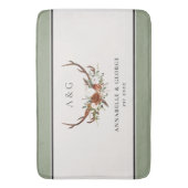 アントラーテラコッタセージ緑の植物性フローラショー バスマット (正面縦)