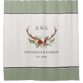 アントラーテラコッタセージ緑植物学フローラ シャワーカーテン (正面)