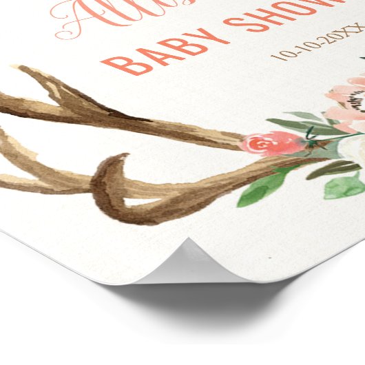 アントラーボホ素朴な赤ちゃんシャワー歓迎サイン ポスター (角)