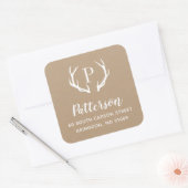 アントラー素朴モノグラム差出人住所ラベル スクエアシール (封筒)