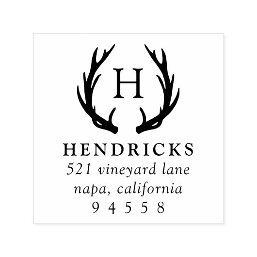 アントラー素朴モノグラム差出人住所 セルフインキングスタンプ (デザイン)