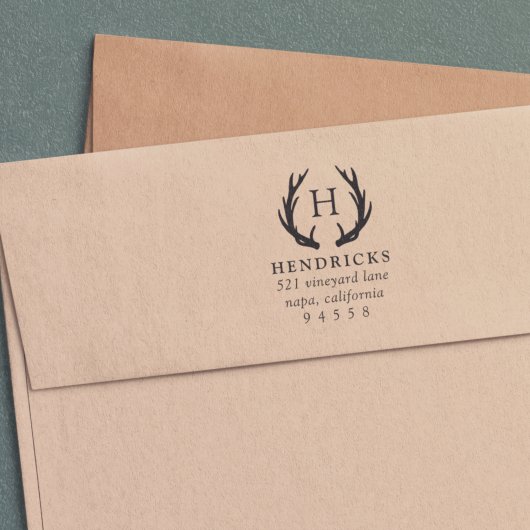 アントラー素朴モノグラム差出人住所 セルフインキングスタンプ