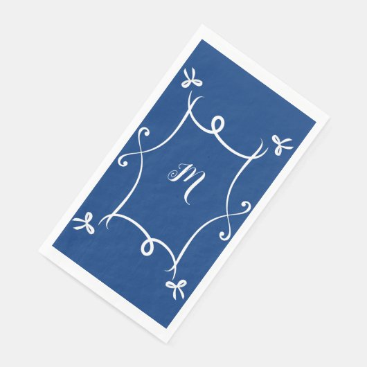 アントワネットネイビーブルーエレガントエンブレムフィリグリー (コーナー)