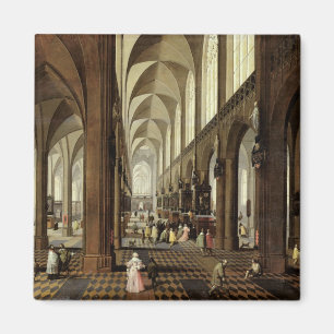アントワープのカテドラル、c.1650のインテリア マグネット