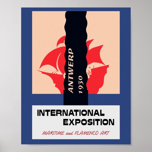 アントワープのレトロヴィンテージの海とフラメンコ万博 ポスター (正面)