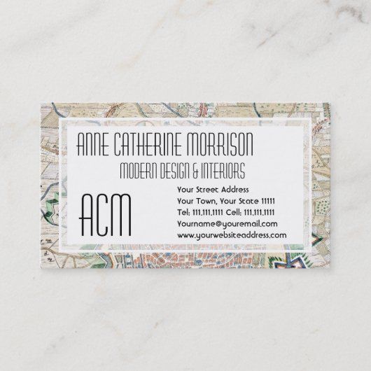 アントワープの地図作成の旧式な地図 名刺 (正面)