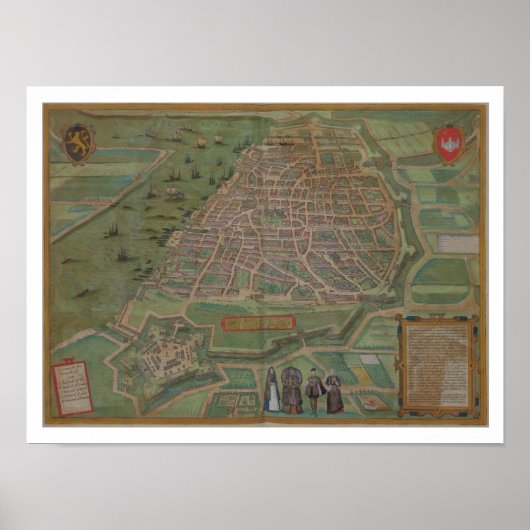 アントワープの地図, 'Civitates Orbis Terrarum'より ポスター (正面)