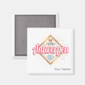 アントワープフランダスベルギーレトロヴィンテージ土産 マグネット (正面/裏面)