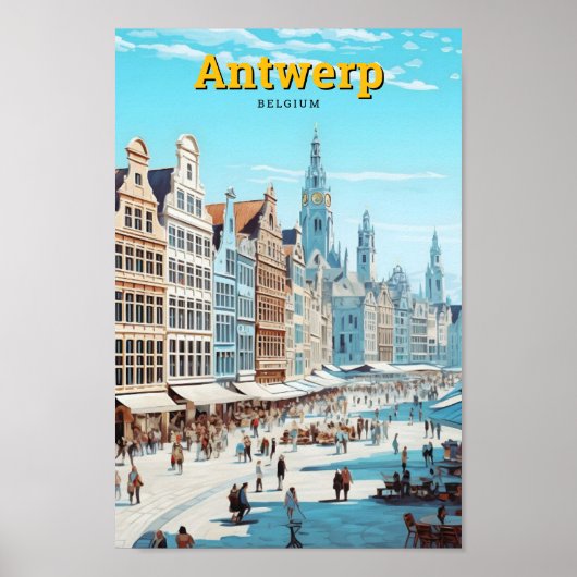 アントワープベルギーヴィンテージ旅行 ポスター (正面)