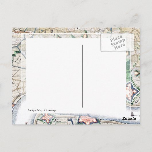 アントワープ，アントワープ – ベルギーアンティークの地図 ポストカード (裏面)