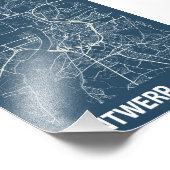 アントワープ – ベルギー青写真シティーの地図 フォトプリント (角)