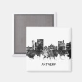 アントワープBelgium Skyline BW マグネット (正面/裏面)