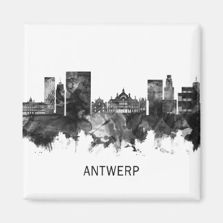 アントワープBelgium Skyline BW マグネット