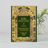 アントン・ゼーダーによるヴィクトリア時代のアール・ヌーヴォー様式の葉 箔招待状 (立ち正面)