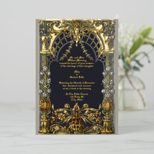 アントン・ゼーダーによるヴィクトリア時代のアール・ヌーヴォー祭壇 箔招待状 (立ち正面)