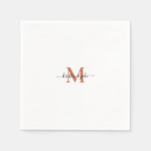 アンドお洒落シンプルテラコットモノグラムスワッシュナプキンズ