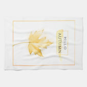 アンドエレガントトレンディーゴールデンオータムリーフスケッチ キッチンタオル (横)