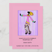 アンドスタイリッシュトレンディーガール誕生日 招待状 (正面/裏面)