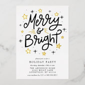 アンドブメリーライト黒モダン金ゴールドホリデーパーティーF 箔招待状 (正面)
