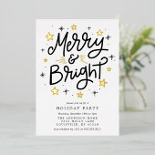 アンドブメリーライト黒モダン金ゴールドホリデーパーティーF 箔招待状 (立ち正面)