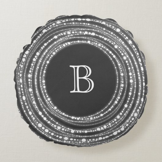 アンドブライトメリースパークルスモノグラムホリディスタイリッシュー ラウンドクッション (正面)