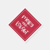 アンドブライトメリーフェスティバルスクリプトレッドホリデイ スタンダードカクテルナプキン (角)