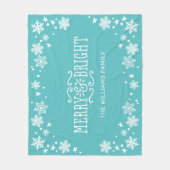 アンドメリーブライトティール(緑がかった色)ブルーカスタム フリースブランケット (正面)